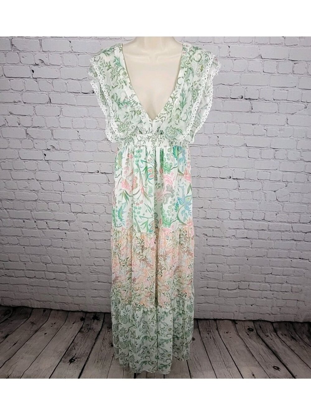 House Of Harlow 1960 Multicolor Floral Lightweight Empire Waist Sun Dress Small